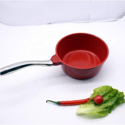 Die casting aluminum non stick cookware, hot pot sauce pan with silicone hot handle holder fry pot