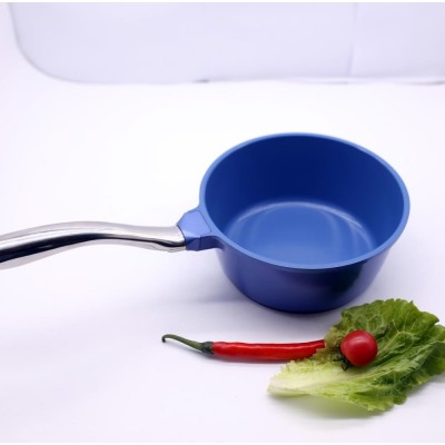 Die cast aluminium non stick sauce fry pan milk pot with tempered glass lid